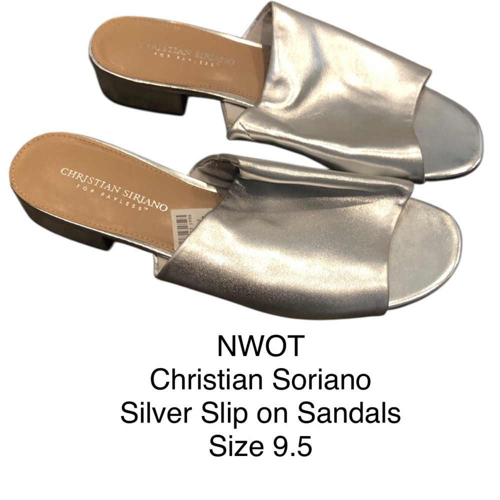 Christian Siriano Silver Metallic Sandals with Open Toe